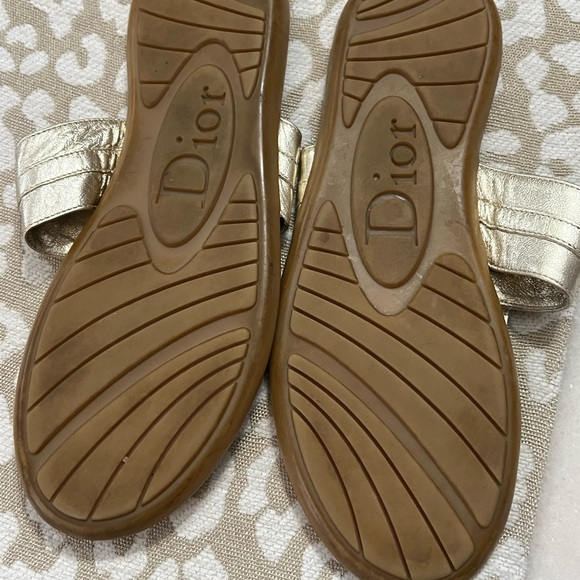 Dior Authentic gold leather sandals Sz 7 US EUC pics don’t do them Justice! - Picture 2 of 7